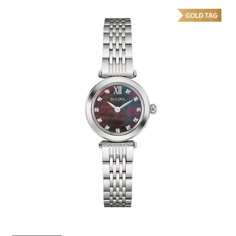 Bulova Women's Silver Watch with Dark Dial